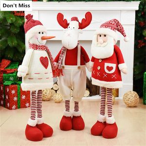 Big Size Christmas Dolls Retractable Santa Claus Snowman Elk Toys Xmas Figurines Christmas Gift for Kid Red Xmas Tree Ornament 201028