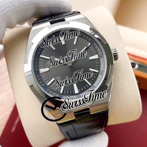 Saldi New Overseas 2000V / 120G Quadrante grigio A2813 Orologio automatico da uomo Cassa in acciaio Cinturino in pelle Nessuna data STVC Orologi di alta qualità SwissTime