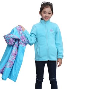 Herbst Winter Kinder Mädchen Oberbekleidung Jacke 2 Stück Set (Fleece Tops + winddichter Mantel) Kapuzenmäntel für Mädchen Kinder Sportkleidung 201106