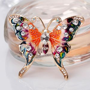 Nowa emalia motyl Brooch Women Crystal Diamond Butterfly Corsage Scalf Bramtle Broote Mase Jewelry Will and Sandy Gift