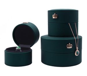 Wholesale coffee rings jewelry for sale - Group buy Jewelry Gift Box Ring Necklace Boxes for Proposal Engagement Wedding Premium Round Boxes Birthday Christmas Present Wrap green coffee
