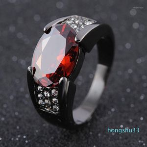 Кластерные кольца HIP-HOP 14K BLACK GLOD RUBY OBSIDIAN RING Свадебный сапфир Натуральная Bizuteria для женщин Мужчин Унисекс рок-ювелирная коробка