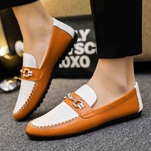 Dress Shoes Qmaigie Mocassin man dress shoes for men lofers leather fashion Men's driving trend Golf Social shoe male 220223