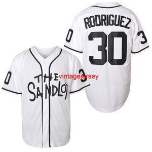 #30 The Jet Rodriguez Plain Hip Hop Bekleidung Hipster Baseball Kleidung Button-Down-Hemden Sportuniformen Herren-Trikot Weiß S-XXXL