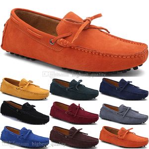 009 Neue Mode Herren Freizeitschuhe Leder Britischer Stil Frühling Paar Echte Erbsen Peeling Männer Fahren Fauler Mann Überschuhe Outdoor Bequem Atmungsaktiv Schwarz Gelb