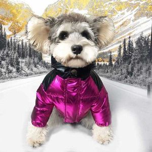 Cão vestuário inverno popular terno de esqui pet jaqueta puffer legal bonito cão casaco poodle navio da gota 2 cores jk56