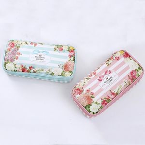 Bolsas de lápis Multifuncional de grande capacidade capa de caneta dupla zíper bolsa floral bolsa kawaii school papelaria fofa ferramenta de maquiagem