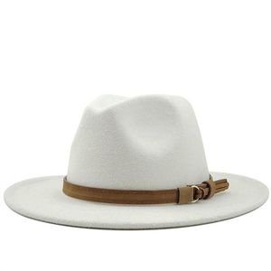 Vintage Fedora Hat Mężczyźni Kobiety Imitacja Woolen Elegancka Lady Szeroki Brim Jazz Panama Sombrero Cap M03
