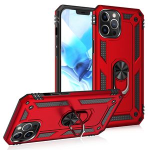 Shockproof Armor Kickstand Phone Case For iPhone mini Pro XR XS Max X S Plus Magnetic Finger Ring Anti Fall Cover