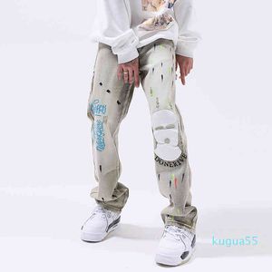 Men's Jeans Harajuku-pantalones vaqueros con bordado de pintada para hombre y mujer, informales Retro, estilo Vibe, oversize, HighSt