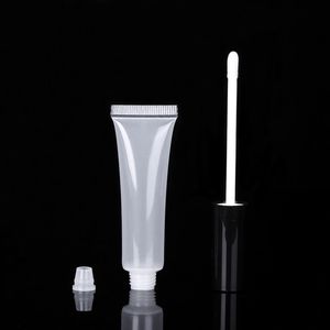 Wholesale tube stoppers for sale - Group buy 15ml cosmetic container lime crime lip gloss container clear soft plastic PE PP lip gloss tube with inner stopper and brush cap