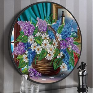 Pittura diamante fai da te con cornice rotonda 5d Full Lavanda Nappa Pittura Wall Art Foto Personalizzata Kit pittura fai da te Ricamo YKH75 201112