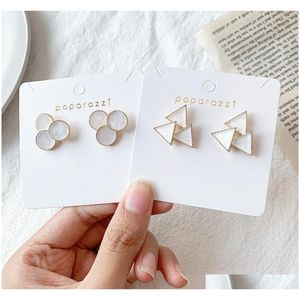 Stud Fashion Jewelry S925 Silver Needle Geometric Earrings Round Triangle St Sqcoli Queen66