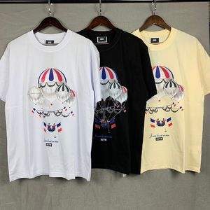 2022ss camisetas Homens Mulheres Algodão Casual Kith Hot Air Balloon Impressão T Camiseta Tops de Oversize Tees