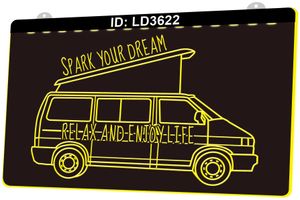 LD3622 Spark Your Dream Relax And Enjoy Life Car Van Light Sign 3D Engraving LED Wholesale Retail