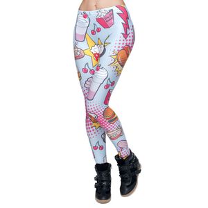 Moda Fast Food Comix 3D Impressão Punk Mulheres Senhoras Legging Calças Esticuladas Calças Casuais Leggings 201202