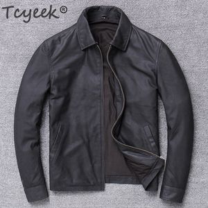 Tryceek Streetwear 100% Naturalne Prawdziwej Skórzanej Kurtka Mężczyźni Jesień Wiosna Ubrania 2020 Moto Biker Prawdziwe Kocha Kurtki Kurtki LJ201029