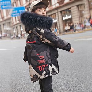 10 11 12 Years Teen Boys Camouflage Padded Fur Hooded Coats Winter Disguise Jacket Kids Teenage Clothes Outerwear Outfits 201126