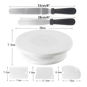 Wholesale knife set stand for sale - Group buy Plate Rotating Stand with Palette Knife Set Home Turntable Cake Decorating Table Set Y200618