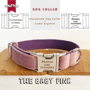 Muttco Gravado Cão Colares Caminhando Treinamento Cão Coleira Personalizada Filhote De Cachorro The Baby Rosa Security Training LJ201113