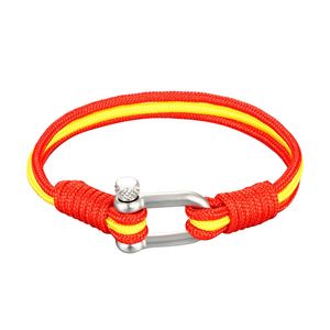 Fashion World Cup Jewelry Three Color Paracord Link Stainless Steel Buckle Bracelet for Gift
