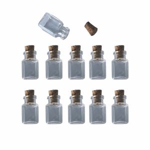 10 sztuk 15x24x6 mm Wyczyść przezroczyste puste małe szklane butelki z korkami DIY Art wisiorki kreatywne mini fiolki