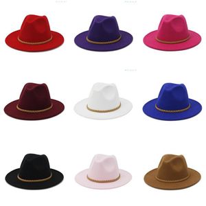 Jazz formelle Hut Panama Cap Mann Frau Filz Fedora Hüte Winter breite Krempe Kappen Männer Frauen Trilby Chapeau weibliche Dame Mode-Accessoires NEU heiß