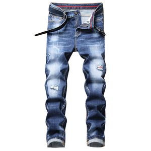 Jeans da uomo Designer da uomo Moda blu lavato Pantaloni skinny classici in denim Jeans da motociclista invecchiato graffiato