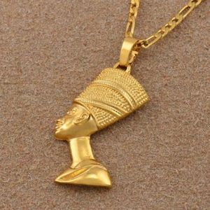 Egipska królowa Nefertiti Naszyjniki Women Mężczyzn biżuterii Srebrny kolor/złoto kolor hurtowy biżuteria afrykańska
