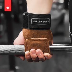 Handschuh-Gymnastikgürtel Power-Up-Fitness-Klimmzuggriff mit Leder-Anti-Rutsch-Reckstange-Kreuzheben Q0107