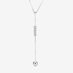 Y-Perlenkette aus 100 % 925er Sterlingsilber – Halskette, passend für europäische Anhänger und Charms, feines Geschenk für Damen zur Hochzeit, Schmuckherstellung