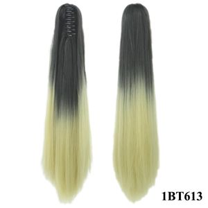 Regalo de San Valentín cola de caballo clip de garra extensión de cabello largo Extensiones de cabello sintético Colas de caballo Clip recto de 24 pulgadas en extensión de cabello garra pony largo