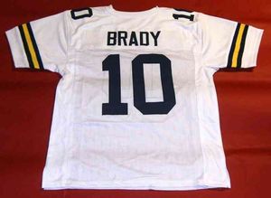 Özel Futbol Forması Erkek Genç Kadınlar Vintage 10 Tom Brady Nadir Lise Boyutu S-6XL veya herhangi bir isim ve numara formaları