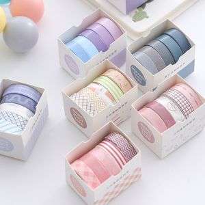 5Rolls box Solid Color Washi Tape Set Decorative Masking Tape Cute Scrapbooking Adhesive Tape School Stationery Supplies