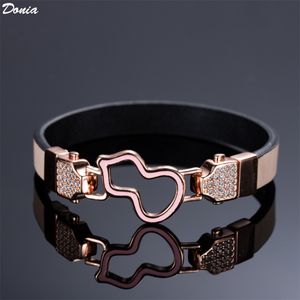 Donia jewelry luxury bangle European and American fashion hollow gourd copper micro inlaid with diamonds ladies leather designer gifts