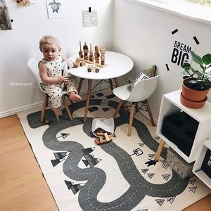 New Kids Adventure World Map Road Play Game Pad Mats Carpet Rugs Baby Crawling Blanket Mat for Room Decoration INS Baby Gifts LJ201114