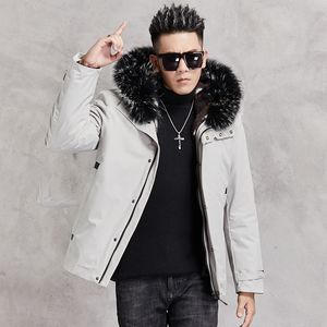 Winter Mink Fur Jackor Hooded Mens Varma Coats Real Fur Parkas Snöjackor Utomhus överrock Svart Vit Fashion 2020 Plus Storlek DHL