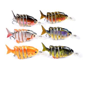 Consegna DHL 7 colori 10 cm 14g Bass Fishing Lure Topwater Bass Fish Esche Multi snodato Swimbait Realistico Esca dura Trota Pesce persico