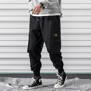 Spring Cargo Pants Men Cotton Comfortable Joggers Trousers Orange Black Many Pockets Pants Ankle Banded Man Casual Trousers LJ201104