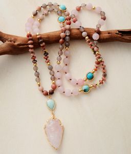 Nya frostat naturliga stenar arrowhead charm hänge halsband kvinnor turkos Amazonite etniska halsband smycken grossist