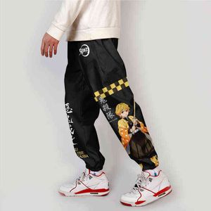 2021 3D Japanese Anime Cargo Pants Harajuku Streetwear Demon Slayer: Kimetsu no Yaiba Elastic Waist Harem Hip Hop Jogging Pants H1223