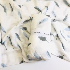 Baby Muslin Booket Baby Swalddle Младенческая обертка мультфильм напечатана хлопковое детское одеяло мягкий дышащий 70% бамбук + 30% хлопок LJ201014