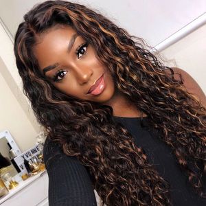 Curly Human Hair Wig For Women Synthetic T Part Lace Front Short Bob Highlight Hd Transparent Deep Wave Frontal Wig