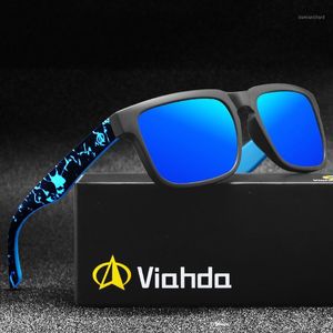 Okulary przeciwsłoneczne ViaHda Marka Klasyczne Spolaryzowane Mężczyźni Jedzie Square Czarne Okulary Okulary Męskie Okulary przeciwsłoneczne dla GafAS1