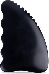 Gua Sha Strumenti per il massaggio del viso e del corpo, unica pietra Bian a 9 bordi, con creste, strumento per raschiare GuaSha delicato nero XB