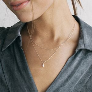 Double Layer Pearl Pendant Necklace Handmade 14K Gold Filled Choker Boho Collier Femme Kolye Collares Women Jewelry Necklace Q0531