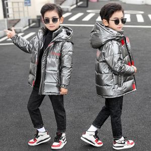 Jaqueta de inverno olekid para meninos com capuz mais veludo quente garotos de algodão brilhante meninos outerwear casaco 3-14 anos crianças meninos adolescentes parka 20116