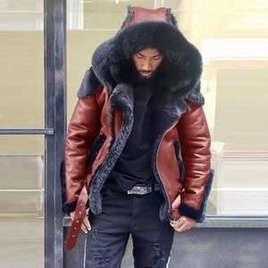 Men's Fur & Faux WEPBEL Mens Leather Jackets Motorcycle Plus Size Coat Hooded Zipper Pockets Male Vintage PU Coats Outerwear