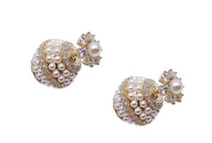 Super Glittering Ins Fashion Designer Double Sided Lovely Cute Flower Crystals Diamonds Pearl Earrings For Woman Girls W5Kxn Z5Nki