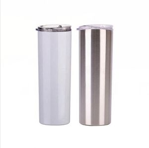 20oz 600ml DIY Heat Sublimation Tumbler Blank Stainless Steel Skinny Insulated Tumblers Straight Cup Beer Coffee Mug SEA SHIPPING LJJP636